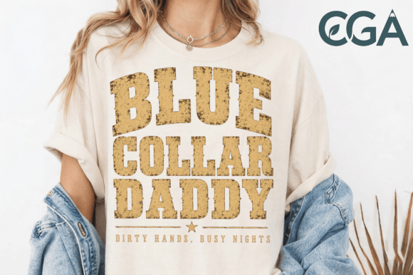 Blue Collar Daddy Vintage Distressed PNG