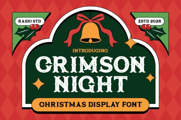 Crimson Night: A Bold Vintage Christmas Display Font for Nostalgic Impact