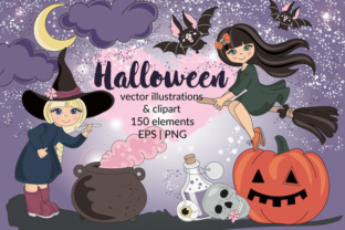 Halloween Clipart Digital Print Set