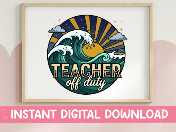 Teacher Off Duty Ocean Wave Badge Design
